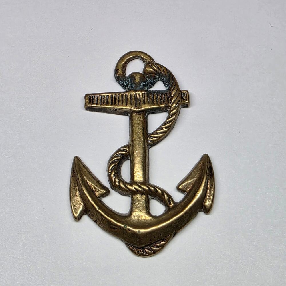 Vintage Solid Brass Nautical Anchor Rope Accent Decor 2"
